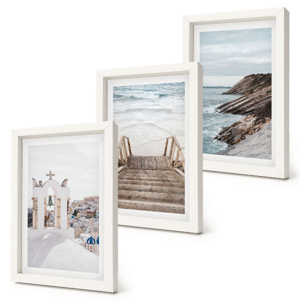 Bilderwand Blick auf das Meer und die Architektur von Santorin vor dem Himmel