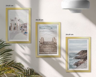 Bilderwand Blick auf das Meer und die Architektur von Santorin vor dem Himmel