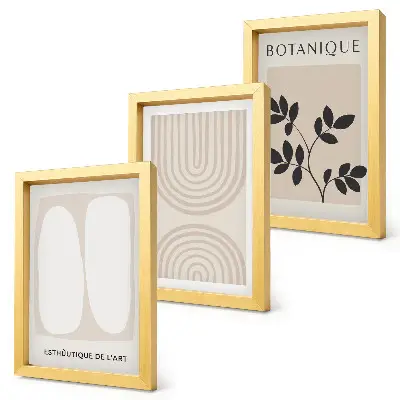 Fotowand mit filigranen, abstrakten Pflanzenmotiven im Boho-Design