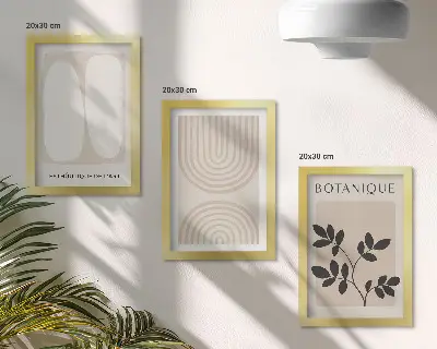 Fotowand mit filigranen, abstrakten Pflanzenmotiven im Boho-Design