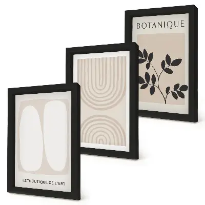 Fotowand mit filigranen, abstrakten Pflanzenmotiven im Boho-Design