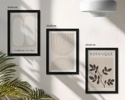 Fotowand mit filigranen, abstrakten Pflanzenmotiven im Boho-Design
