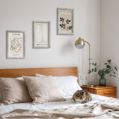 Bilderset mit rahmen Stilvolle minimalistische Gemälde mit Pflanzenmotiven von Matisse