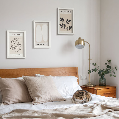 Bilderset mit rahmen Stilvolle minimalistische Gemälde mit Pflanzenmotiven von Matisse
