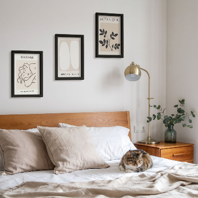 Bilderset mit rahmen Stilvolle minimalistische Gemälde mit Pflanzenmotiven von Matisse