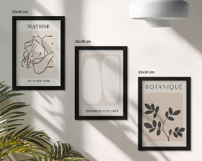 Bilderset mit rahmen Stilvolle minimalistische Gemälde mit Pflanzenmotiven von Matisse