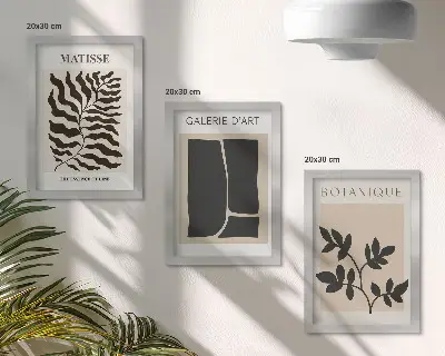 Fotowand mit minimalistischen Pflanzenmustern und abstrakten Motiven