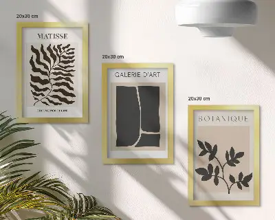 Fotowand mit minimalistischen Pflanzenmustern und abstrakten Motiven