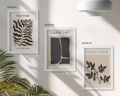Fotowand mit minimalistischen Pflanzenmustern und abstrakten Motiven