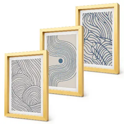Bilderwand mit abstrakten dekorativen Linien und Wellenformen