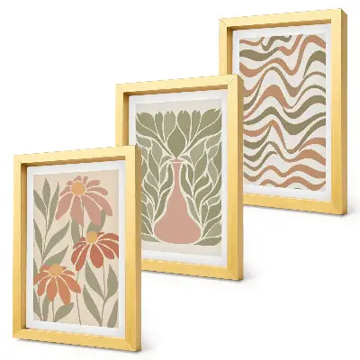 Fototapete pastellfarbene Blumenillustrationen mit wellenförmiger Abstraktion