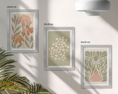 Bilderwand Blumenmotive, minimalistische Muster, Boho-Stil
