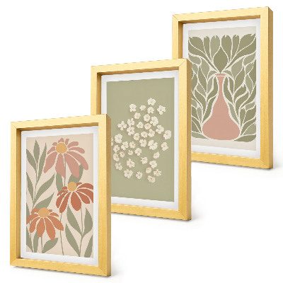 Bilderwand Blumenmotive, minimalistische Muster, Boho-Stil