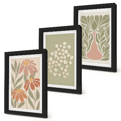 Bilderwand Blumenmotive, minimalistische Muster, Boho-Stil