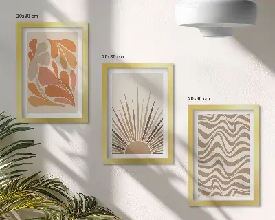 Bilderset mit Rahmen abstrakte Boho-Sonne in Pastelltönen