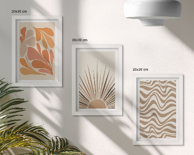 Bilderset mit rahmen Sonne Boho Pastell abstrakte Formen