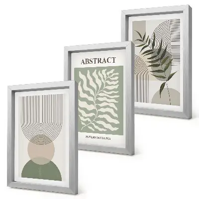 Bilderwand mit botanischen Abstraktionen im rustikalen Boho-Stil