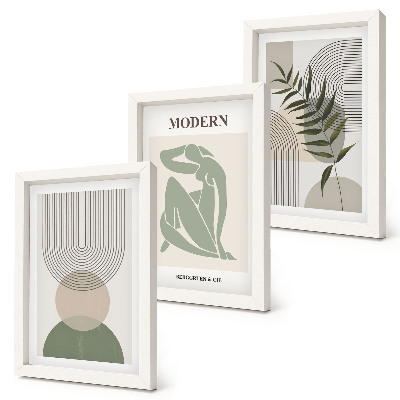 Fotowand Stilvolle Grafiken mit abstrakten Formen und Pflanzen