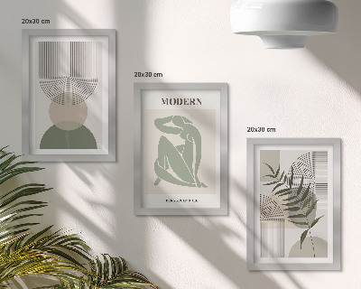 Fotowand Stilvolle Grafiken mit abstrakten Formen und Pflanzen