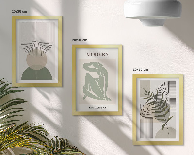 Fotowand Stilvolle Grafiken mit abstrakten Formen und Pflanzen
