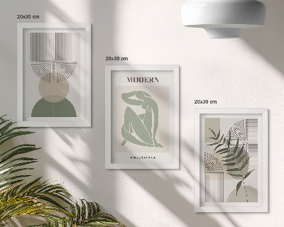 Fotowand Stilvolle Grafiken mit abstrakten Formen und Pflanzen