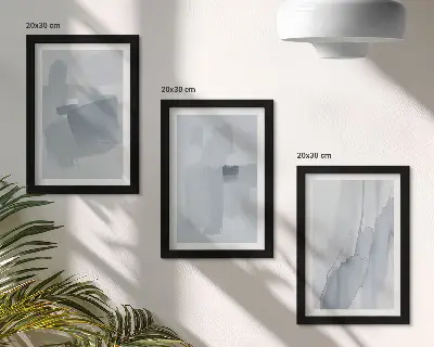 Bilderwand mit abstrakten Kompositionen im Aquarellstil