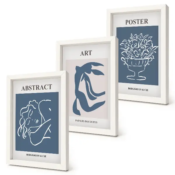 Bilderset mit Rahmen stilvolle abstrakte Muster von Matisse mit Figuren und Blumen