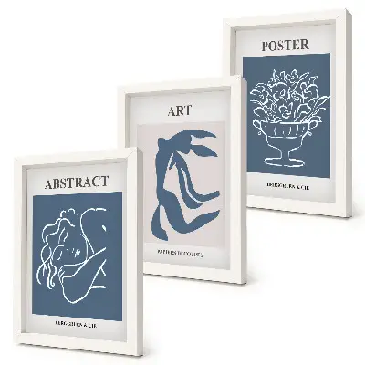 Bilderset mit Rahmen stilvolle abstrakte Muster von Matisse mit Figuren und Blumen