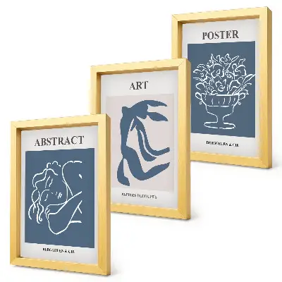 Bilderset mit Rahmen stilvolle abstrakte Muster von Matisse mit Figuren und Blumen