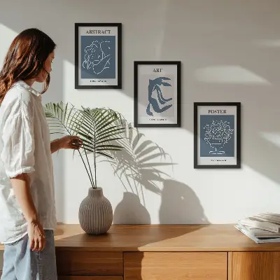 Bilderset mit Rahmen stilvolle abstrakte Muster von Matisse mit Figuren und Blumen