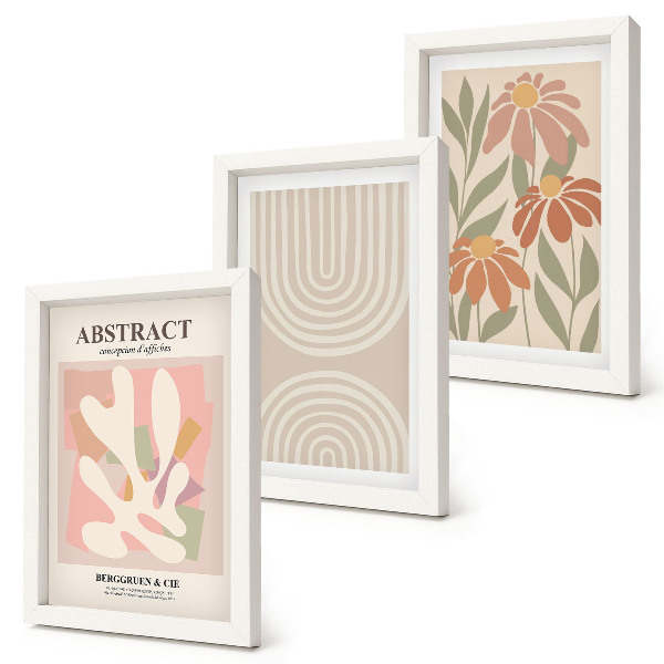 Bilderwand Abstrakte Formen mit Pflanzenmotiven in Pastellfarben