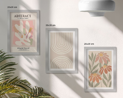 Bilderwand Abstrakte Formen mit Pflanzenmotiven in Pastellfarben