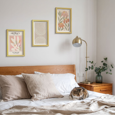 Bilderwand Abstrakte Formen mit Pflanzenmotiven in Pastellfarben
