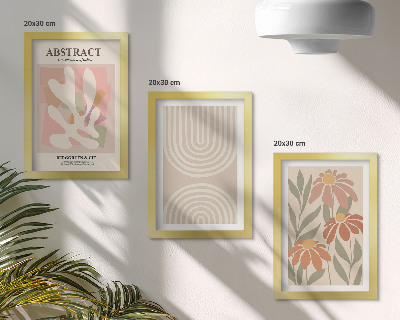 Bilderwand Abstrakte Formen mit Pflanzenmotiven in Pastellfarben