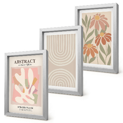 Bilderwand Abstrakte Formen mit Pflanzenmotiven in Pastellfarben