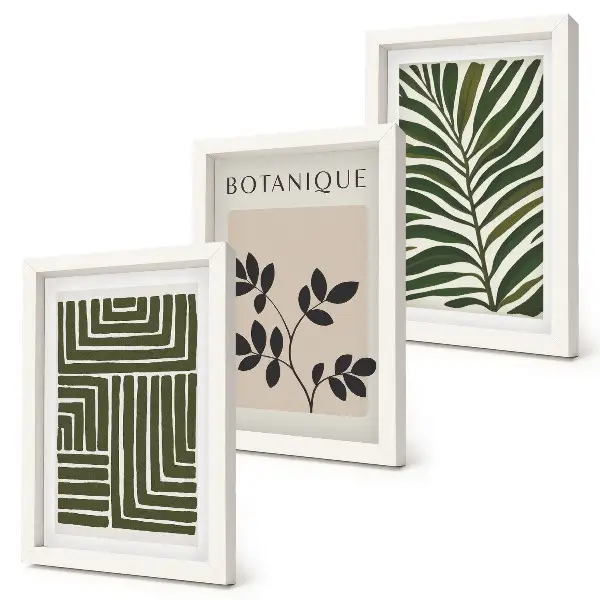 Fotowand mit botanischen Kompositionen im Boho-Minimalismus
