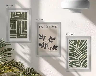 Fotowand mit botanischen Kompositionen im Boho-Minimalismus