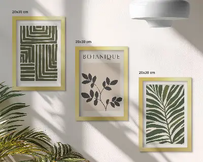 Fotowand mit botanischen Kompositionen im Boho-Minimalismus