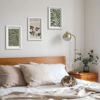 Fotowand mit botanischen Kompositionen im Boho-Minimalismus
