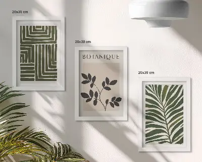 Fotowand mit botanischen Kompositionen im Boho-Minimalismus