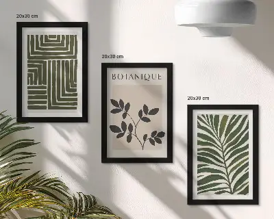Fotowand mit botanischen Kompositionen im Boho-Minimalismus