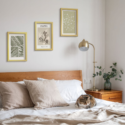 Bilderwand Pflanzenmotive in gedeckten Farben und Mustern