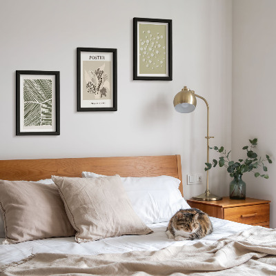 Bilderwand Pflanzenmotive in gedeckten Farben und Mustern