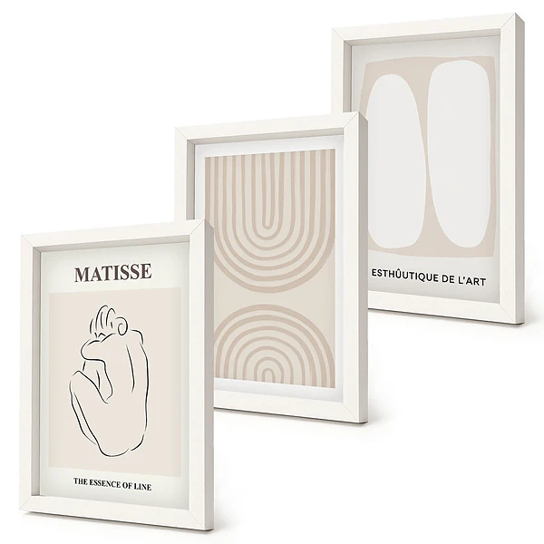 Fotowand mit stilvollen Linien und minimalistischen Formen in neutralen Tönen