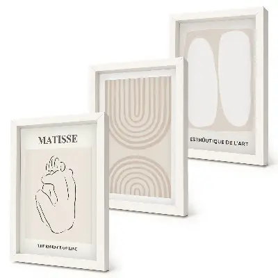 Fotowand mit stilvollen Linien und minimalistischen Formen in neutralen Tönen