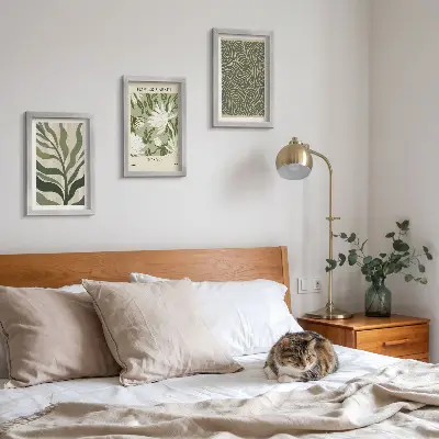 Fotowand mit botanischem Pflanzenmuster im Boho-Stil