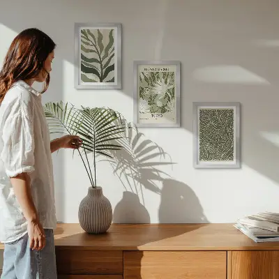 Fotowand mit botanischem Pflanzenmuster im Boho-Stil