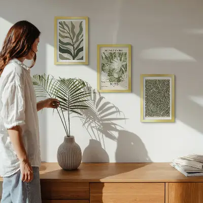 Fotowand mit botanischem Pflanzenmuster im Boho-Stil