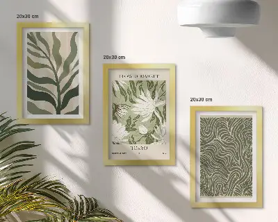 Fotowand mit botanischem Pflanzenmuster im Boho-Stil