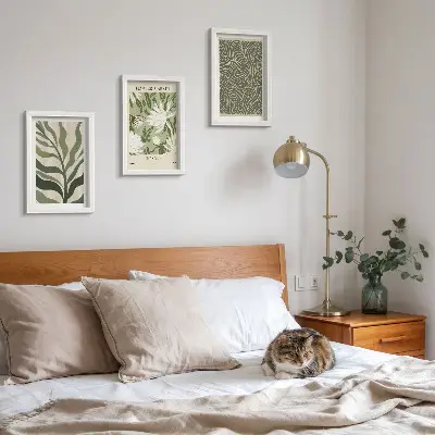Fotowand mit botanischem Pflanzenmuster im Boho-Stil